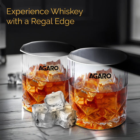 Elegant Whiskey Glass, Set of 6, 325ML, Diamond Cut Design, Crystal Clear, Perfect for Scotch, Whisky, Bourbon, Liquor, Wine, Cocktail Drinks